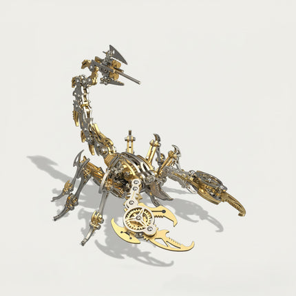 Gold and silver DIY metal scorpion 3D puzzle kit. This exquisite metal model is a fantastic funny table decoration or a rewarding Metal Kits building experience.