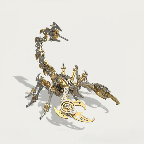 Gold and silver DIY metal scorpion 3D puzzle kit. This exquisite metal model is a fantastic funny table decoration or a rewarding Metal Kits building experience.