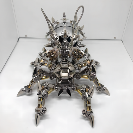 Featuring a mechanical insect design with a symmetrical gear-driven mechanism, this model is meticulously crafted from a DIY metal assembly kit 3D puzzle. This polished metal model adds a touch of mechanical beauty to your creative workspace—available at tablefunny.com