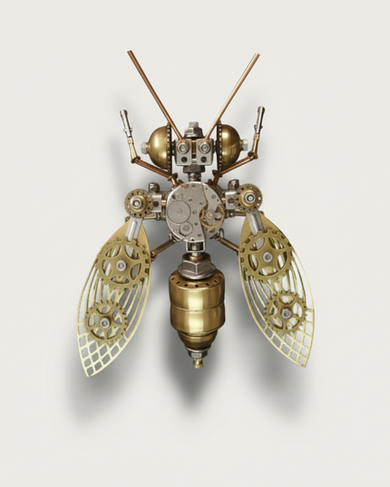 Mechanical Beet 3D Puzzle Metal Kit - A fascinating fun toy for steampunk and mechanics enthusiasts, this DIY-assembled tabletop wonder features an ornate brass-toned mechanical insect design with intricate gears, wing details, and antennae. It challenges you to engineer a piece of artistry with precision. It’s also a testament to meticulous craftsmanship, ideal for collectors of steampunk models and lovers of industrial art with a timeless charm.