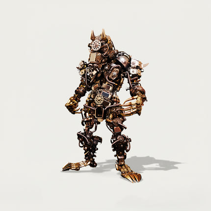 Steampunk-inspired DIY 3D puzzle metal model of a beastly warrior, ideal for a funny table display. This Metal Kits project offers an engaging assembly experience for enthusiasts of unique metal models.