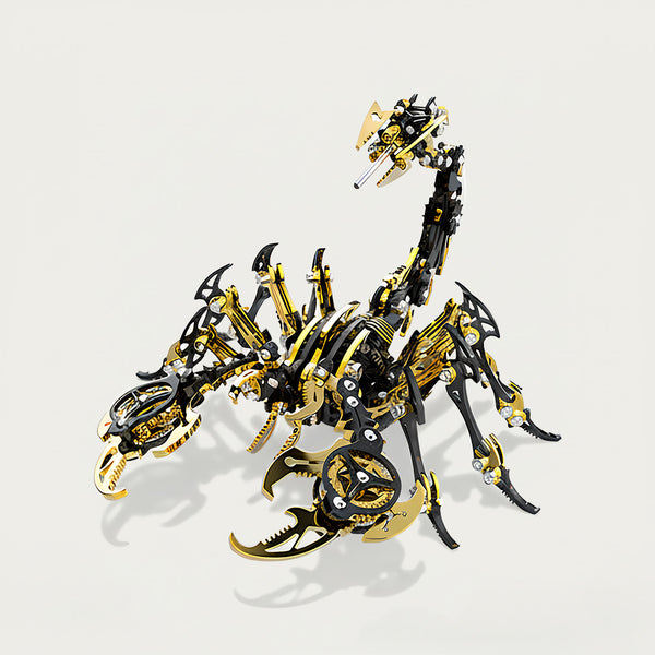 Funny table ornament: Assembled cyber-mechanical scorpion 3D puzzle metal model, crafted from DIY metal kits, ideal for office desk, tea table & collection display