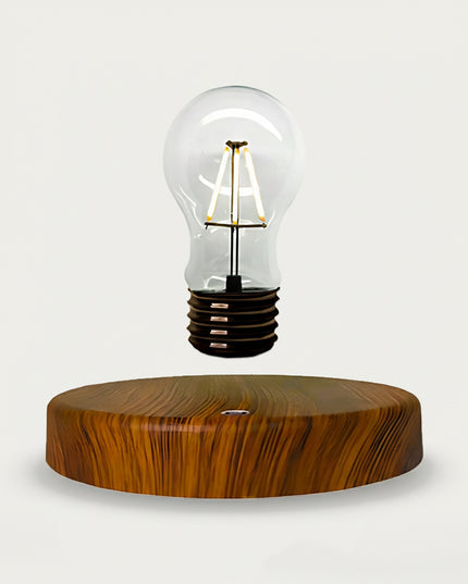 Table Funny Magnetic Levitation Light Bulb Artwork - An innovative creation for design enthusiasts, tech lovers, and novelty decor admirers, this piece from Table Funny features a magnetic levitation light bulb with a natural wooden base, a vintage-inspired filament bulb design, and a minimalist aesthetic. Highlighted by its floating luminous silhouette, magnetic levitation technology, retro-modern contrast, and organic wood texture integration, it’s a captivating decor piece that merges lighting art