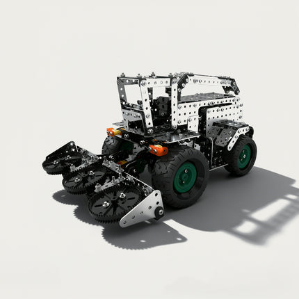 Agricultural Cultivator 3D puzzle Metal Kits - DIY assembled table funny model, a mechanical farm vehicle with specialized, intricate, and detailed cultivating components, offering fun and challenging assembly, and precise metal artistry for unique desktop decoration