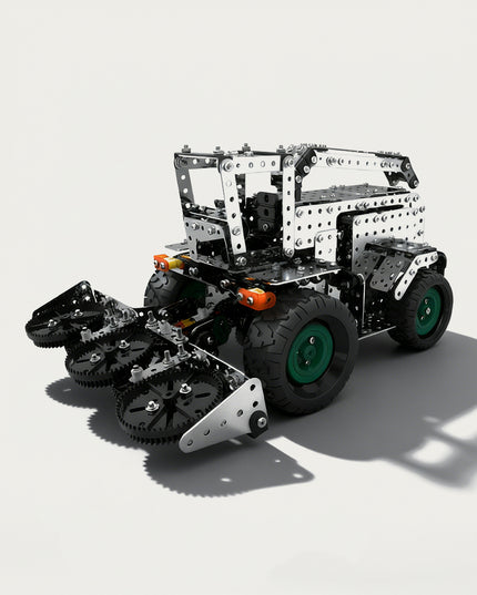 Agricultural Cultivator 3D puzzle Metal Kits - DIY assembled table funny model, a mechanical farm vehicle with specialized, intricate, and detailed cultivating components, offering fun and challenging assembly, and precise metal artistry for unique desktop decoration