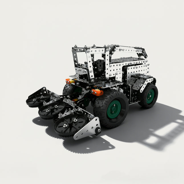 Agricultural Cultivator 3D puzzle Metal Kits - DIY assembled table funny model, a mechanical farm vehicle with specialized, intricate, and detailed cultivating components, offering fun and challenging assembly, and precise metal artistry for unique desktop decoration