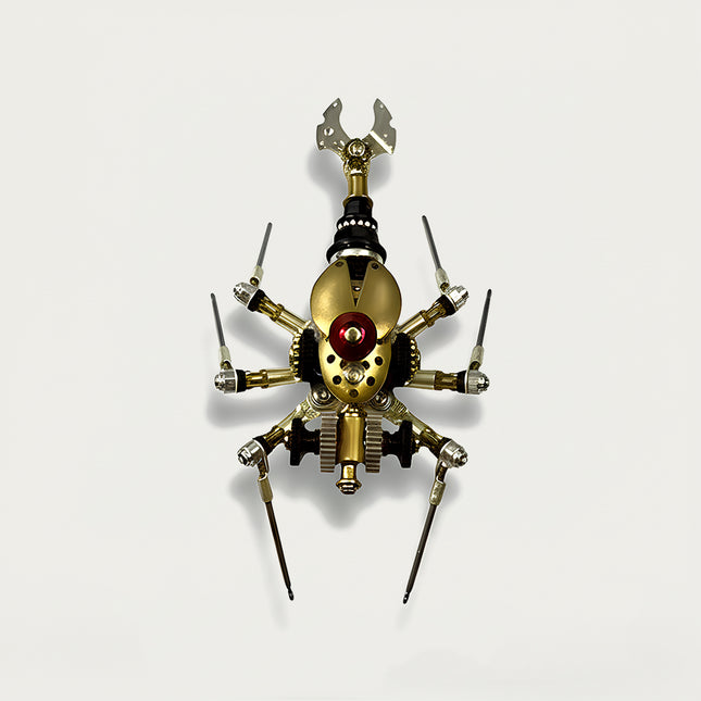 Top view of a punk-style deck bug metal model—a commanding and intriguing desktop display piece. This DIY 3D assembly metal kit is perfect for those who appreciate intricate mechanical designs.