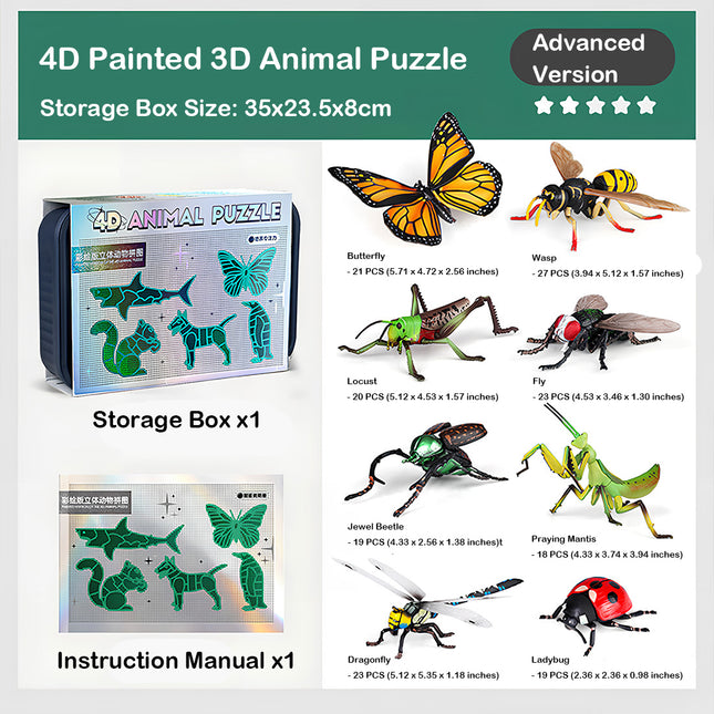 Tablefunny Explore the Insect World: Realistic 3D Puzzle Models | STEM Education | Premium Storage | Boost Imagination