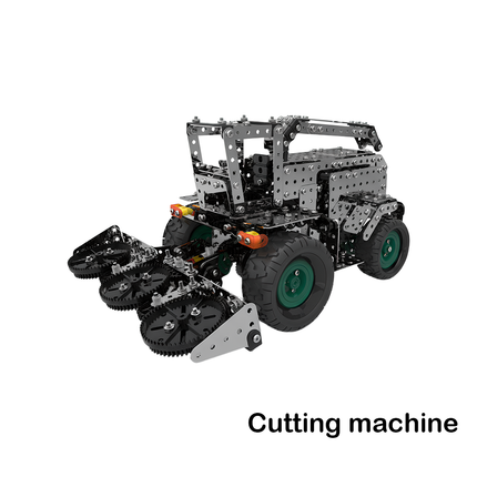 A sturdy cutter metal model featuring green wheels and orange lights. This DIY 3D puzzle is a perfect addition to our metal kit series, offering a unique and fun desktop display. Discover your next metal model project