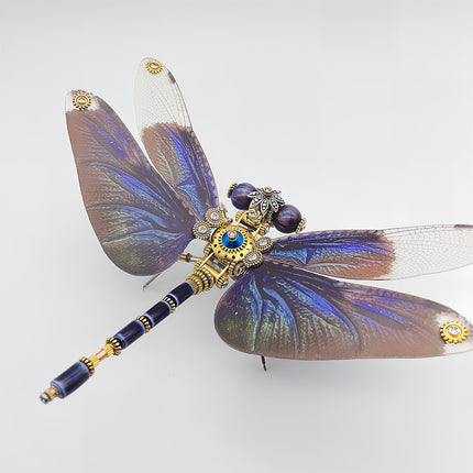 DIY 3D Puzzle - Iridescent Steampunk Dragonfly: Premium Craft with Color-Shifting Wings & Sapphire Embellishments, Luxury Desk Decor for Hobbyists