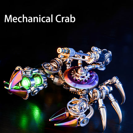  Luminous mechanical crab metal model with green glowing claws, a futuristic 3D puzzle metal kit for steampunk and mechanical enthusiasts.