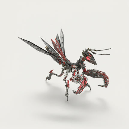  Intricate metal model kit of a steampunk mechanical insect, a detailed 3D metallic puzzle perfect for display