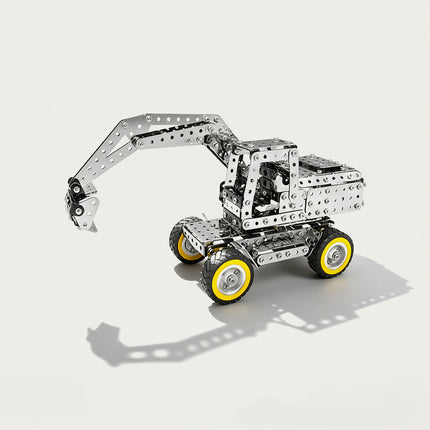 Excavator 3D puzzle Metal Kits - DIY assembled funny table metal model, practical, intricate, and mechanical construction vehicle design with movable components, providing fun and challenging assembly, and precise metal artistry for engaging desktop decoration