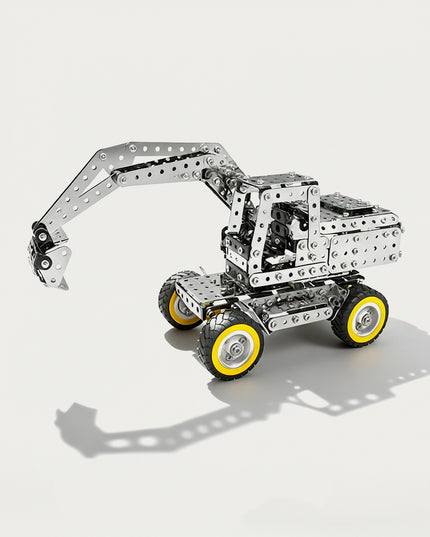 Excavator 3D puzzle Metal Kits - DIY assembled funny table metal model, practical, intricate, and mechanical construction vehicle design with movable components, providing fun and challenging assembly, and precise metal artistry for engaging desktop decoration