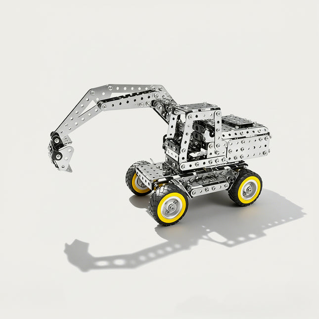 Excavator 3D puzzle Metal Kits - DIY assembled funny table metal model, practical, intricate, and mechanical construction vehicle design with movable components, providing fun and challenging assembly, and precise metal artistry for engaging desktop decoration