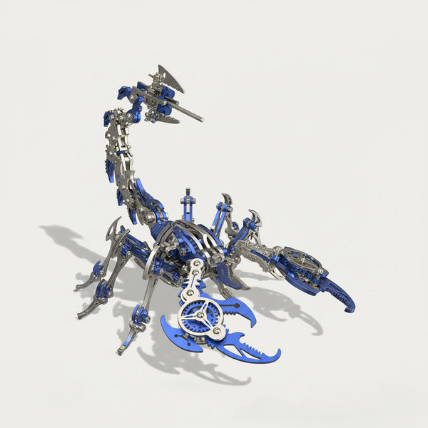  Blue and silver DIY metal scorpion 3D puzzle kit. A detailed metal model, perfect for a funny table display or as a challenging Metal Kits project.