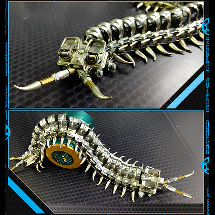  DIY 3D Puzzle Centipede Metal Model Dual-Angle Details: Precision Head Structure + Curved Form (with tool accessories), a fun desktop display for craft enthusiasts.