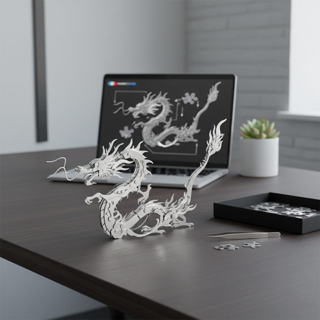 Tablefunny Creative 3D Metal Puzzle - Chinese Zodiac Dragon DIY Model (304 Stainless Steel, 65 PCS)