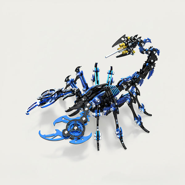 DIY 3D puzzle metal model - Blue-black mechanical scorpion metal kit, a funny table decor with gear details