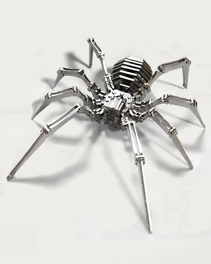 Mechanical Spider 3D Puzzle Metal Kit - A minimalist fun toy for mechanics and modern design lovers, this DIY-assembled tabletop piece features a sleek, all-silver mechanical spider design with clean, geometric details. It encourages you to build a piece of precision with simplicity. Beyond being a subtle yet striking desktop ornament, it embodies a fusion of industrial minimalism and mechanical efficiency, appealing to those who appreciate understated elegance and technical craftsmanship.