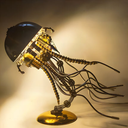 Tablefunny 3D Metal Mechanical Jellyfish Model Kit – DIY Steampunk Puzzle with LED Light