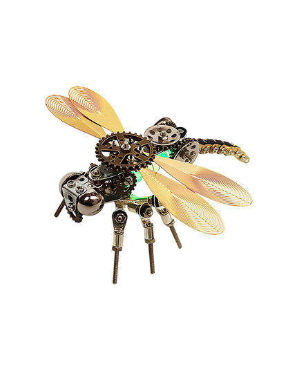 This Mechanical Dragonfly 3D puzzle Metal Kit features a steampunk design with golden wire wings, mechanical gears, and glowing green lights. The assembly process is challenging, and the finished product, with its vivid mechanical details and luminous effect, serves as a striking focal point for your funny table. It blends insect aesthetics with industrial art, making it a perfect choice for steampunk lovers and puzzle enthusiasts, adding a unique mechanical and visual charm to your space.