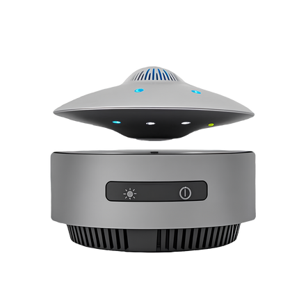 Magnetic levitation UFO Bluetooth speaker floating above its control base