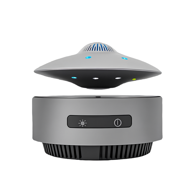 Magnetic levitation UFO Bluetooth speaker floating above its control base