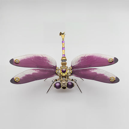 Funny Table Showpiece - 3D Puzzle Metal Kits DIY Steampunk Dragonfly Metal Model: Intricate Crystal Accents, Delicate Wing Veins & Polished Brass Details