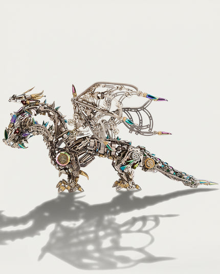 Steampunk Mechanical Dragon 3D puzzle Metal Kits - Embark on fun and challenging DIY assembly with exquisite watch-part inspired details, a gorgeous and steampunk-luxurious premium metal model ideal for refined home office decor, enchanting display, and a timeless addition to your funny table that transcends ordinary collection standards