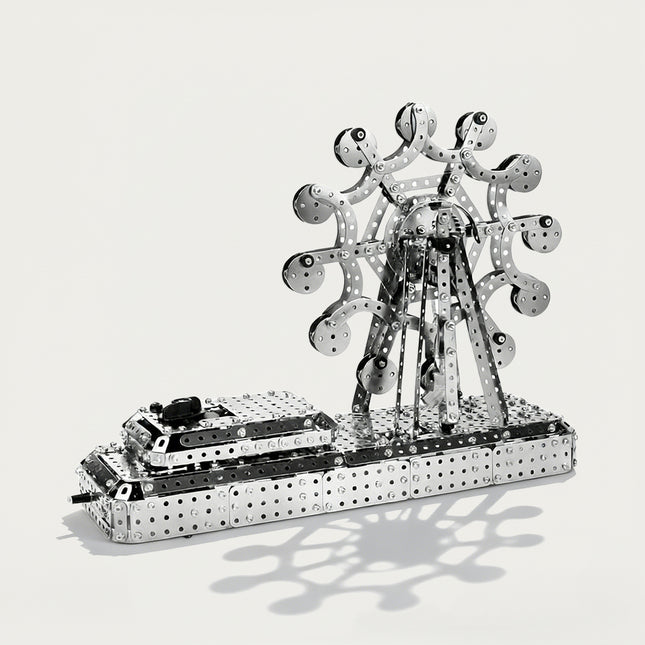Mechanical Ferris Wheel 3D puzzle Kits - A charming gift for both kids and adults, this DIY assembled table funny model boasts a whimsical, intricate, and moving amusement design. It allows you to craft a piece of joy step by step, and once finished, the spinning Ferris wheel becomes a delightful desktop ornament, making it a heartwarming present full of playful surprises.