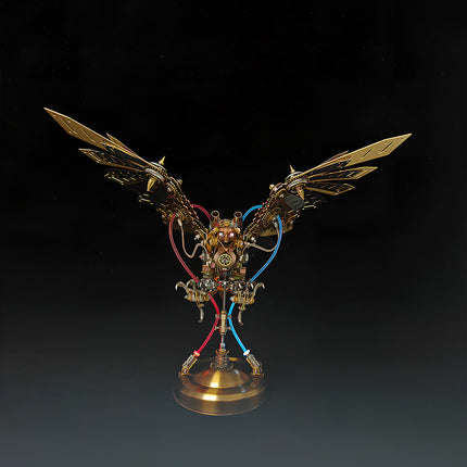  Majestic steampunk winged mech metal model with glowing accents, an impressive 3D puzzle for collectors of elaborate mechanical steampunk designs.
