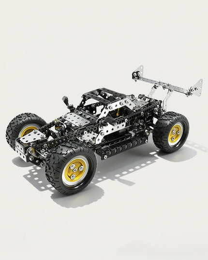 Racing Buggy 3D puzzle Metal Kits - DIY assembled table funny model, a mechanical vehicle with dynamic, intricate, and sporty racing design, inviting you to engineer step by step and feel the rush of turning metal parts into a mini speed demon for an electrifying desktop showcase.