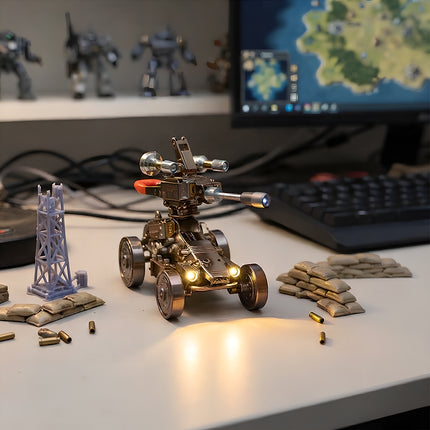 Tablefunny 3D Metal Puzzle - Armored Military Chariot Mechanical Model Kit with LED Light