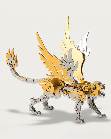 Mechanical Silver-White Tiger 3D puzzle Metal Kits, ideal for puzzle enthusiasts who appreciate sleek assembly, mythology and steampunk fans fascinated by its dignified ancient-fantasy design, and collectors/hobbyists curating refined display pieces, provides a fun and challenging build with elegant silver-white details. It’s a stately, fantasy-mecha premium metal model perfect for minimalist decor, sophisticated display, and a stylish focal point for your funny table that merges mythical White Tiger’s sole