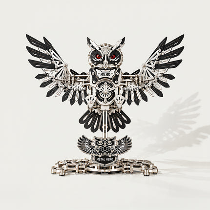 Tablefunny Mechanical Owl 3D Metal Model Kit – Articulated Wings Steampunk Metal Model for Adults DIY Assembly
