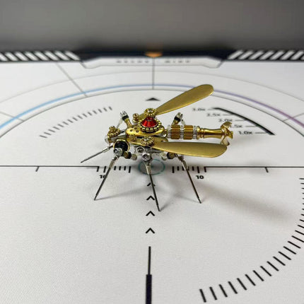  Steampunk puzzle insect model, a unique steam punk mech creation with detailed gears and propellers, designed as a challenging 3D puzzle for enthusiasts.