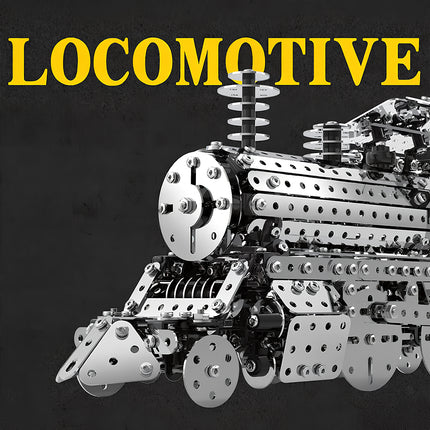 Steam punk mech style vintage steam engine with polished rivets, a premier steampunk puzzle and metal model for DIY enthusiasts.