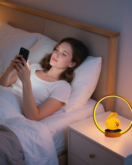 Tablefunny Magnetic Levitation Rabbit Lamp Desktop Ornament - Floating LED - lit Bunny with Elegant Base