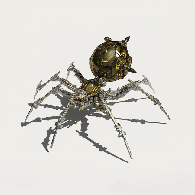 Mechanical Spider 3D Puzzle Metal Kit - A luxurious fun toy for mechanics and design connoisseurs, this DIY-assembled tabletop treasure boasts a gleaming, gold-accented mechanical spider design with intricate gear and metallic details. It inspires you to craft a piece of opulence with precision. Beyond being a visually dazzling desktop ornament, it represents a fusion of steampunk grandeur and industrial elegance, appealing to those who adore mechanical sophistication and lavish aesthetic statements.