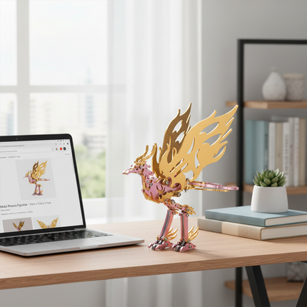 Table Funny Mechanical Bifang Bird 3D Metal Puzzle Artwork - A captivating project for mythical beast lovers, mechanics, and fantasy design enthusiasts, this creation from Table Funny presents a mechanical Bifang Bird with metallic components, intricate structural mechanisms, and cultural-inspired styling, highlighted by pink-golden metallic textures and mythical design details. It’s a statement-worthy Table Funny art piece that merges cultural charm, mechanical artistry, and fantasy allure.