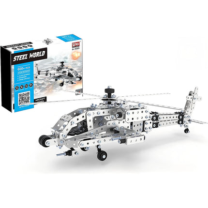 Tablefunny Metal Assembly Model Apache Helicopter - Military Enthusiast Collectible 567PCS