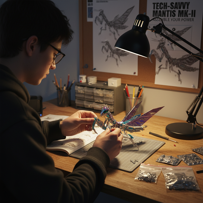 Tablefunny Mechanical Mantis Metal Assembly Model (1109 PCS), Metal Creative Display Piece