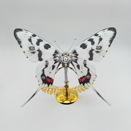 Distinctive 3D puzzle metal model of swallowtail-style mechanical butterfly - diy craft kit with satisfying building fun, finished as eye-catching funny table ornament with patterned wings & gear details, perfect for nature-inspired decor