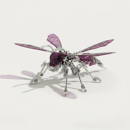 "Stellar Abyss" edition metal insect model kit, featuring vibrant purple and silver components on a white background.