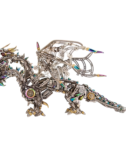Tablefunny mechanical dragon metal assembly model, intricately designed desktop puzzle. This stunning tablefunny collectible features detailed gears and vibrant accents, perfect for DIY enthusiasts