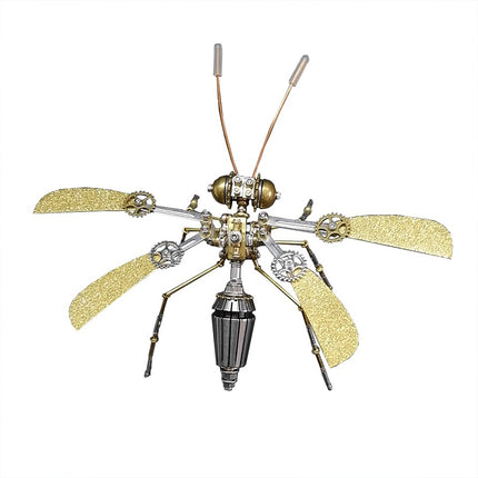 DIY 3D puzzle metal model of a steampunk mosquito, perfect for a funny table centerpiece or unique desk decor.