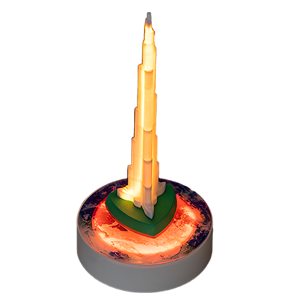 Floating tower night light with warm LED glow, unique magnetic levitation desk decor
