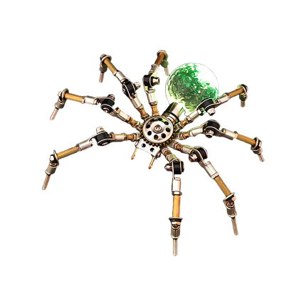 Mechanical Spider 3D Puzzle Metal Kit (Green Luminous Design) - A refreshing fun toy for mechanics and design lovers, this DIY-assembled tabletop gem features a mechanical spider design with a glowing green, textured body part and intricate metallic limb details. It challenges you to engineer a piece of vibrancy with precision. It’s also a testament to meticulous craftsmanship, ideal for collectors of mechanical models and lovers of industrial art with a vivid, nature-inspired twist.