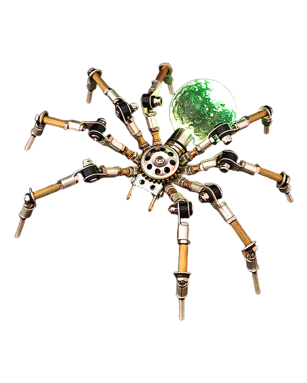 Mechanical Spider 3D Puzzle Metal Kit (Green Luminous Design) - A refreshing fun toy for mechanics and design lovers, this DIY-assembled tabletop gem features a mechanical spider design with a glowing green, textured body part and intricate metallic limb details. It challenges you to engineer a piece of vibrancy with precision. It’s also a testament to meticulous craftsmanship, ideal for collectors of mechanical models and lovers of industrial art with a vivid, nature-inspired twist.